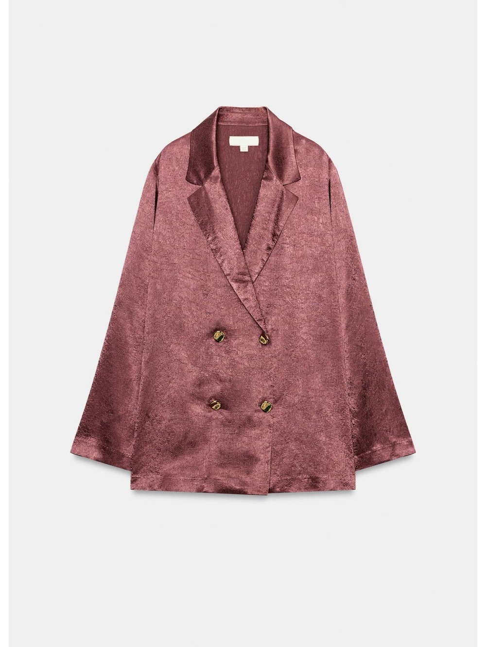 Women's Double-Breasted Satin Crinkle Blazer Jacket - Fig